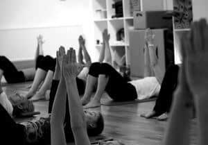 Pilates Mat students stretching